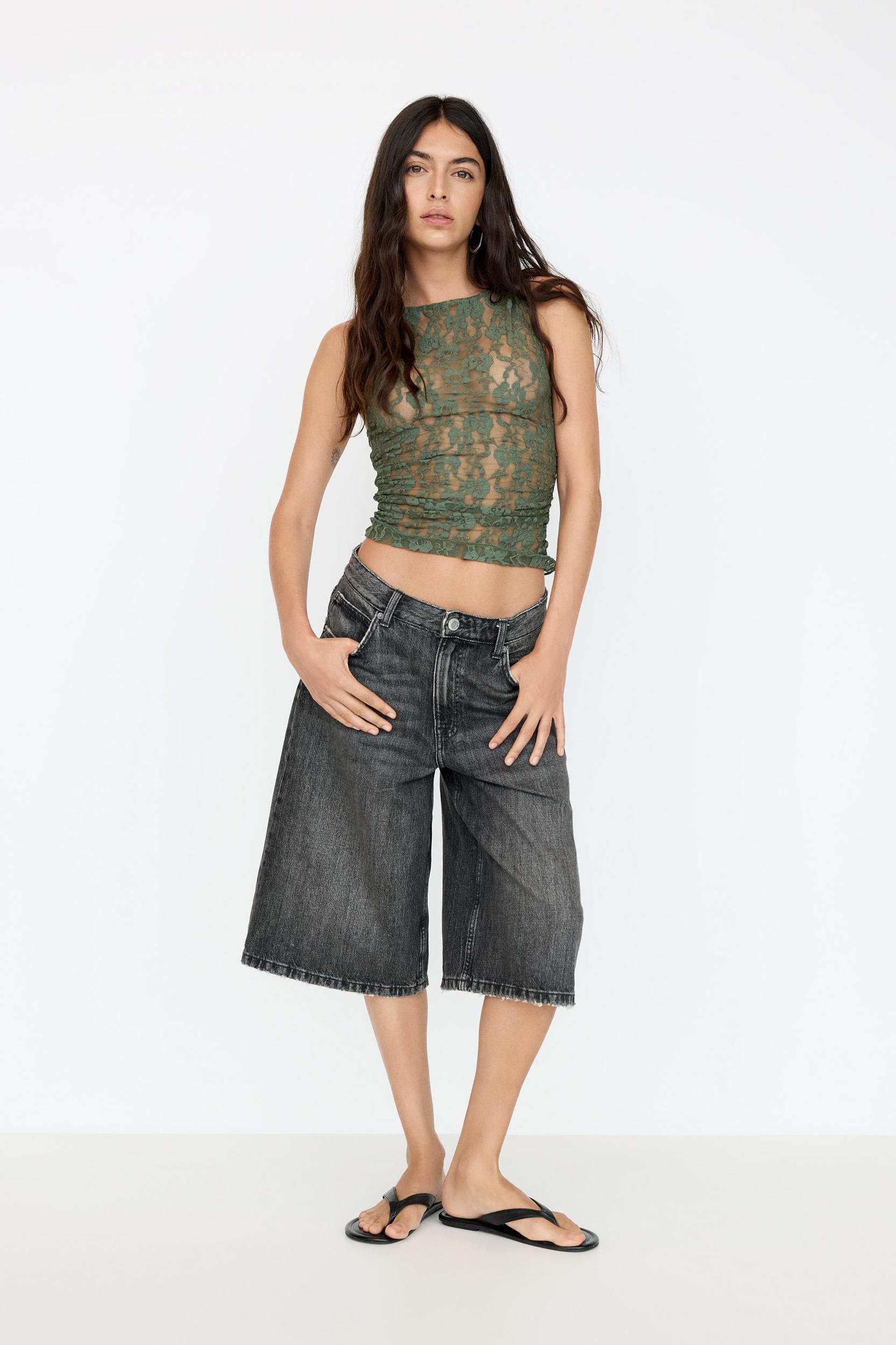 Lace top with gathered sides Product Image