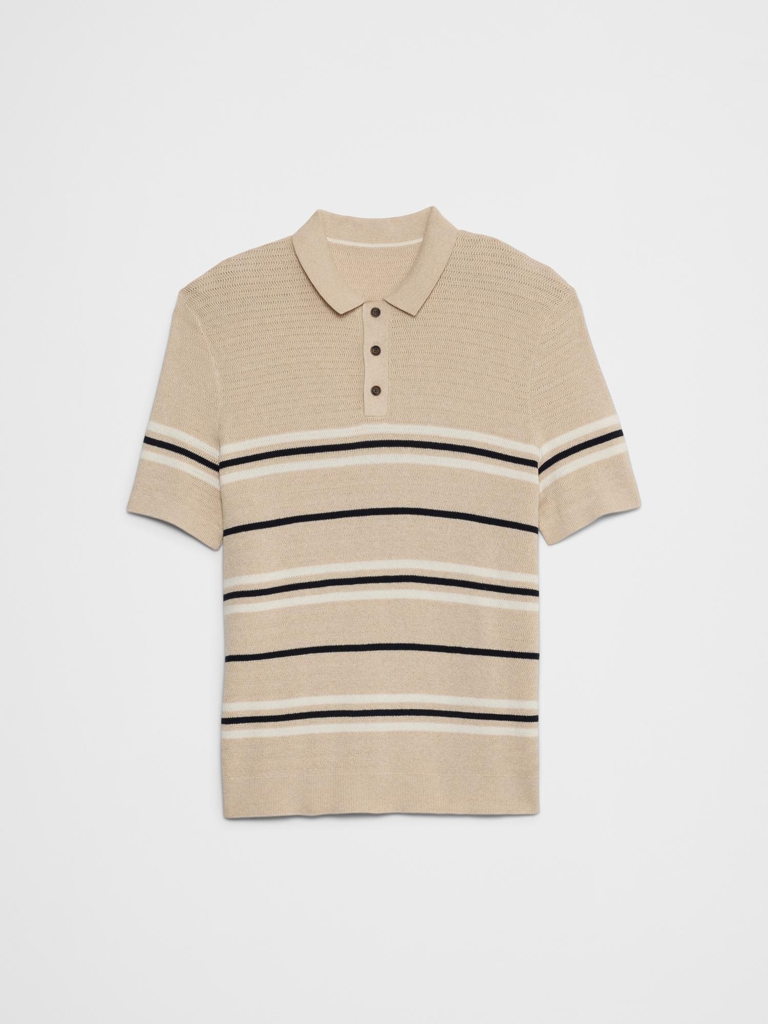Textured Striped Sweater Polo Product Image