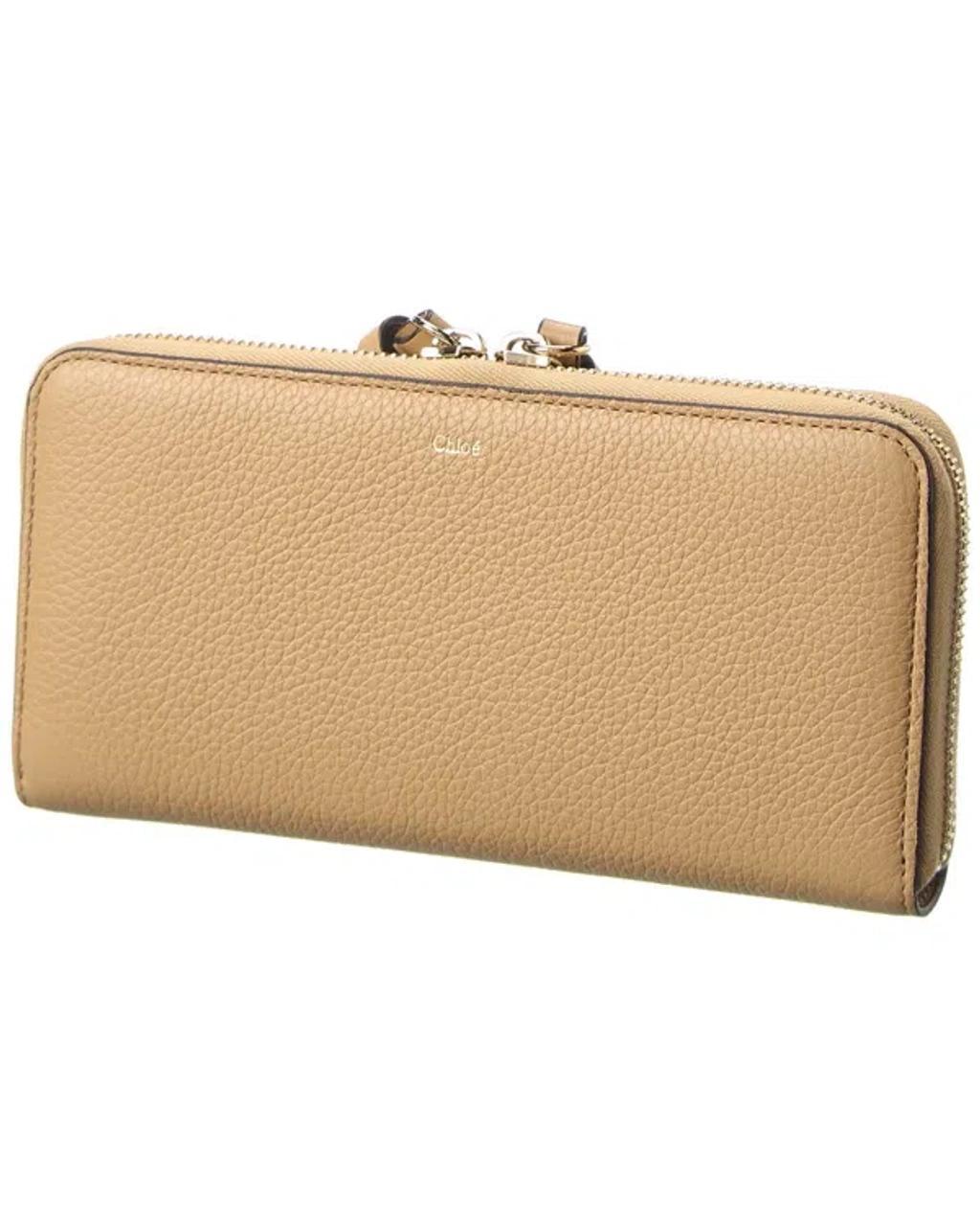 Chloe Alphabet Leather Continental Wallet In Brown Product Image