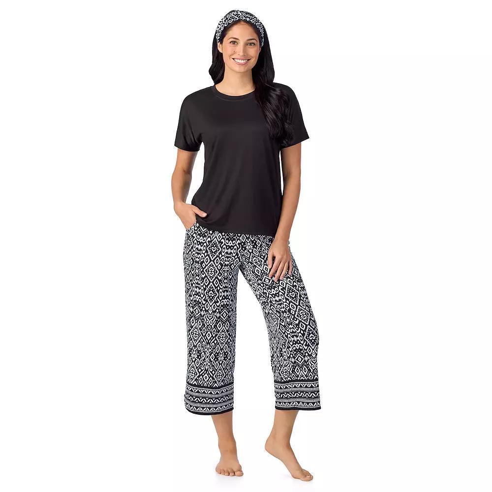 Womens Cuddl Duds 2-pc. Pajama Crewneck Top & Pajama Capri Pants Set with Matching Headband Product Image