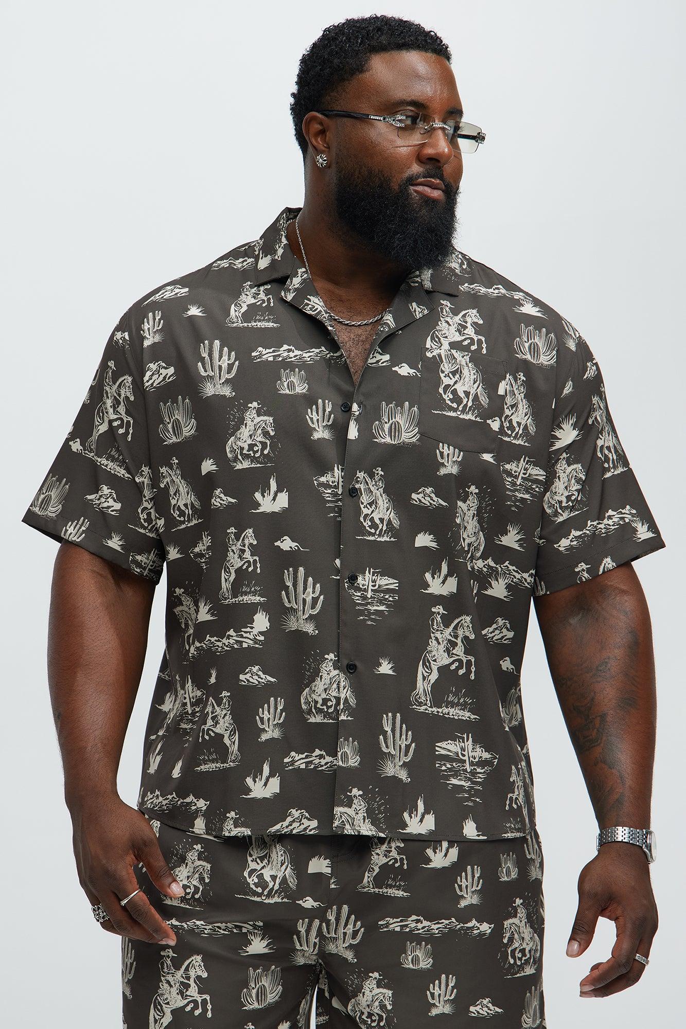 Wild West Button Up Shirt - Brown/combo Product Image