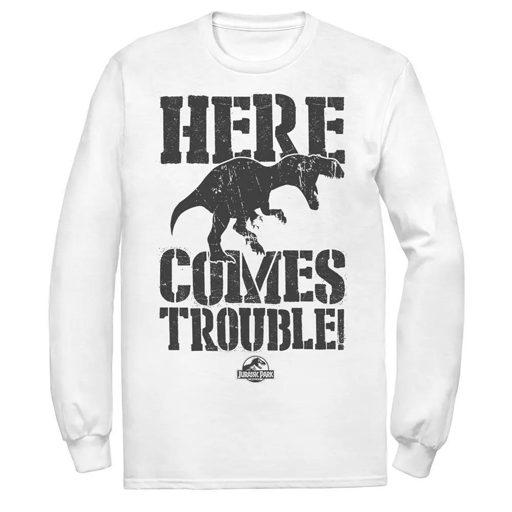 Men's Jurassic Park Here Comes Trouble Long Sleeve Graphic Tee,  Product Image