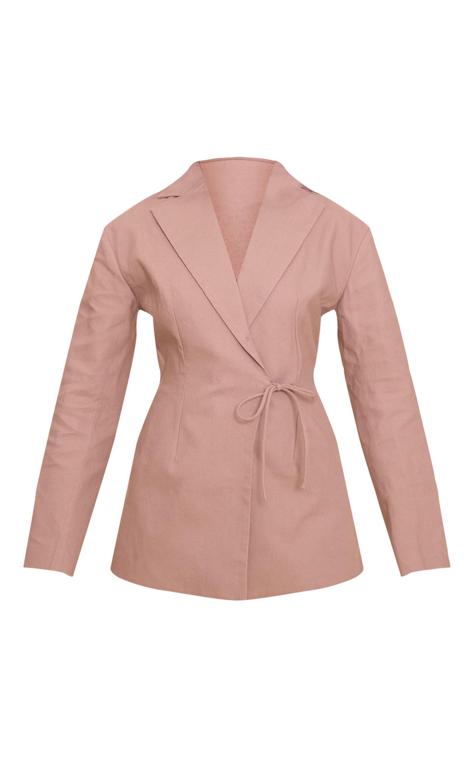 Mocha Woven Wrap Blazer Romper Product Image