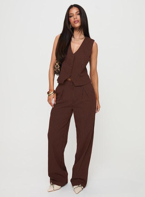 That Sweet Set Brown Pinstripe Product Image
