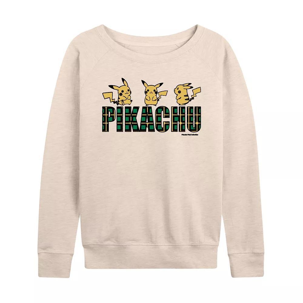 Women's Pokemon Plaid Pikachu French Terry Long Sleeve Tee,  Product Image