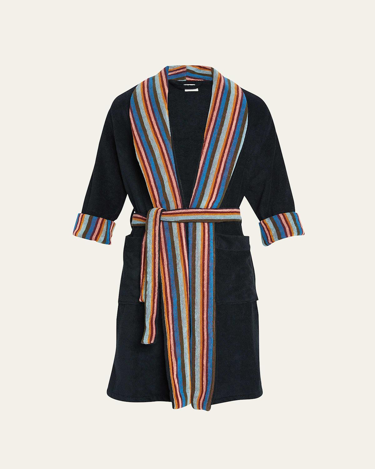 Mens Artist Stripe Towelling Dressing Gown Robe Product Image