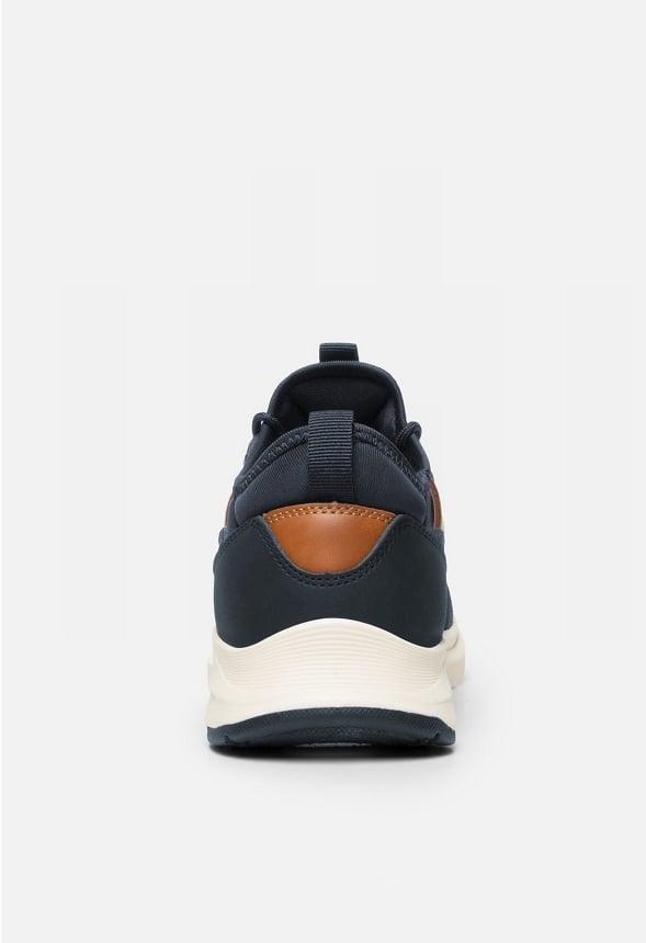 Men's Slip-On PU Leather Knit Sneakers Product Image