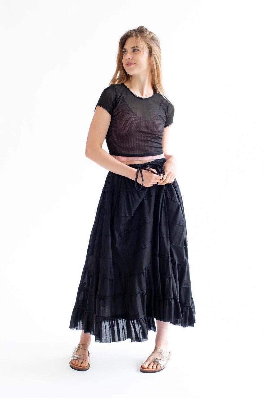 Black Ribbed Mesh Tee Product Image