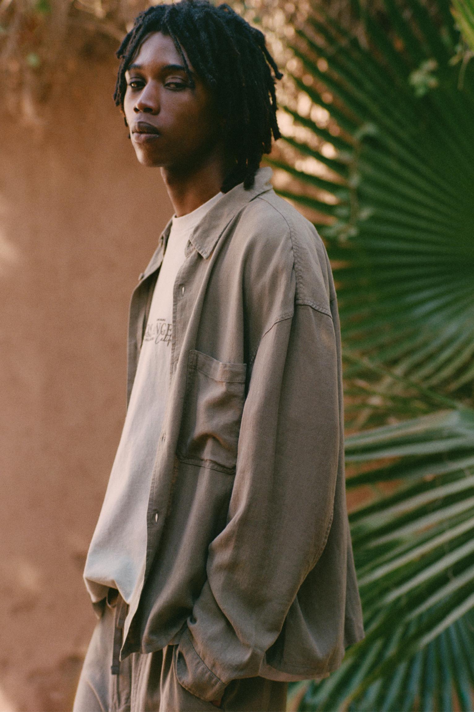 Long sleeve linen blend shirt Product Image