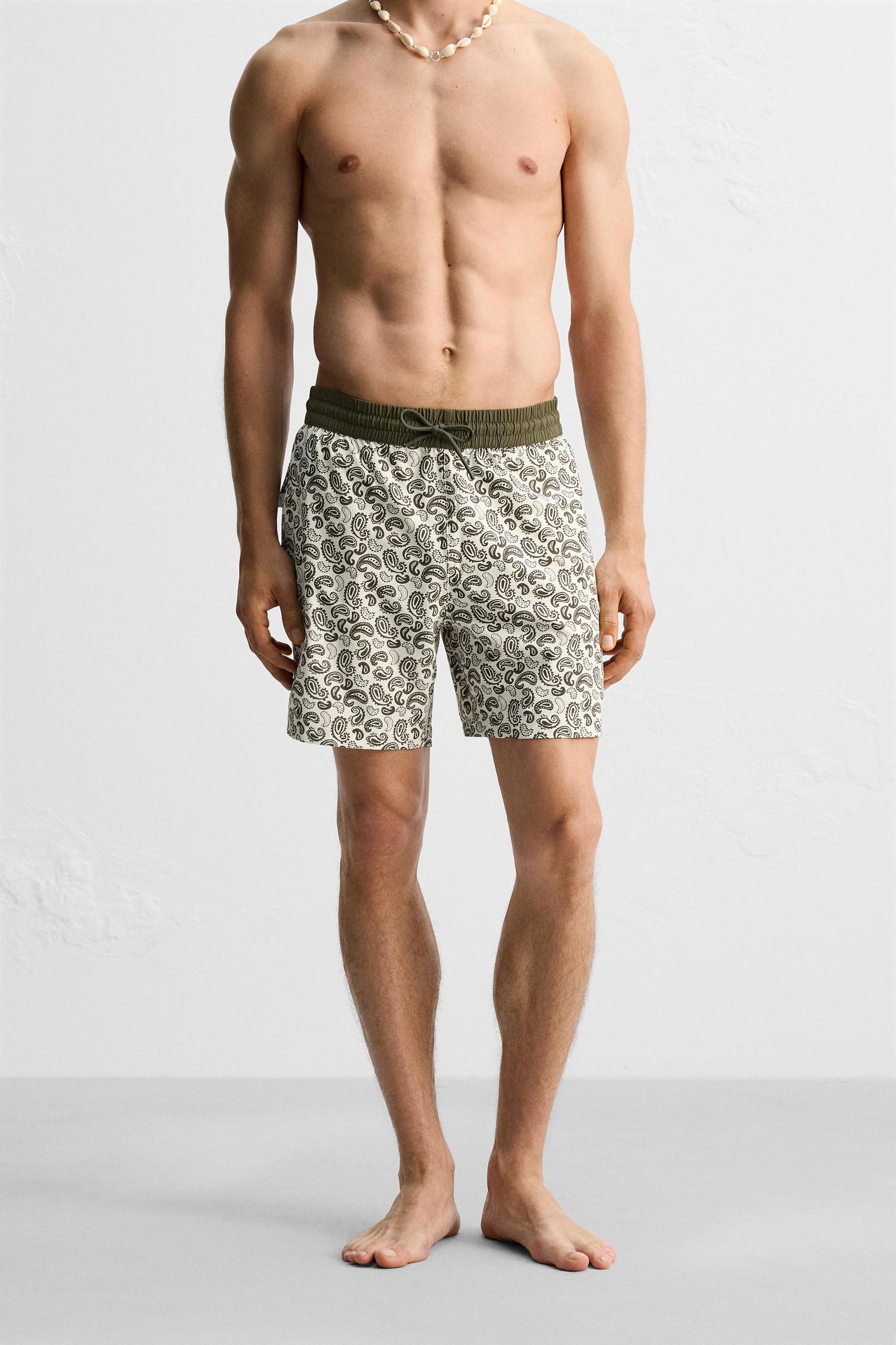 PAISLEY PRINT LONG SWIMMING TRUNKS Product Image