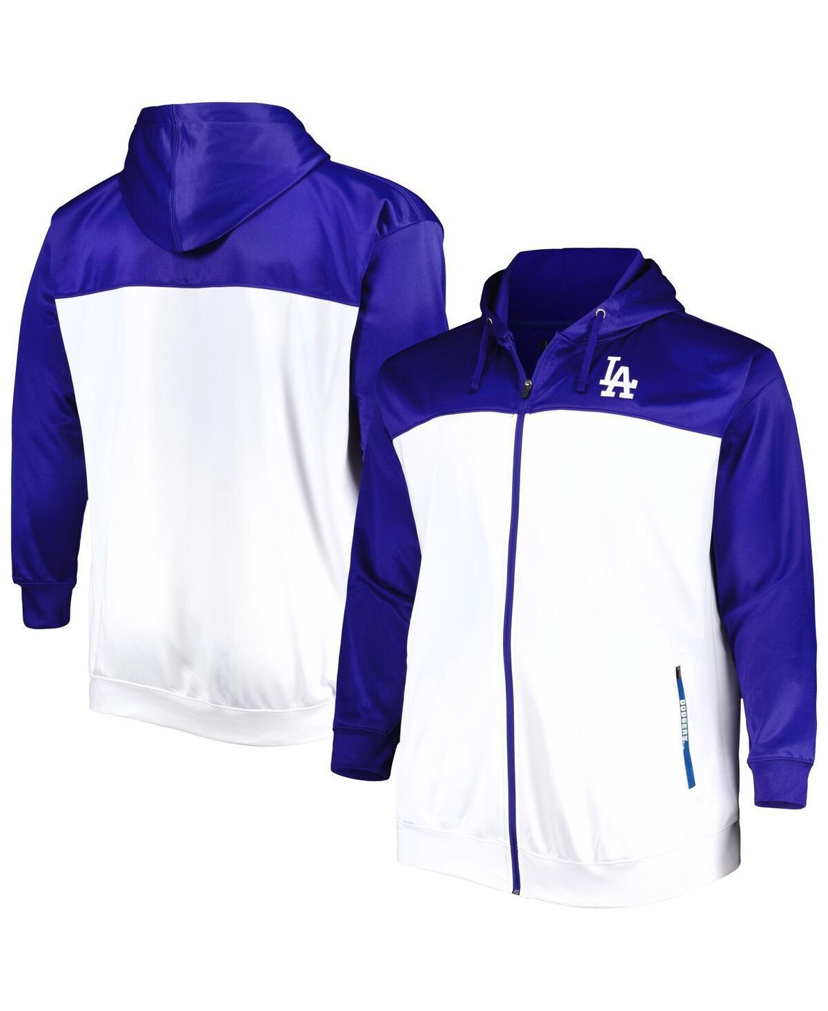 Mens Royal/White Los Angeles Dodgers Big & Tall Yoke Full-Zip Hoodie Product Image