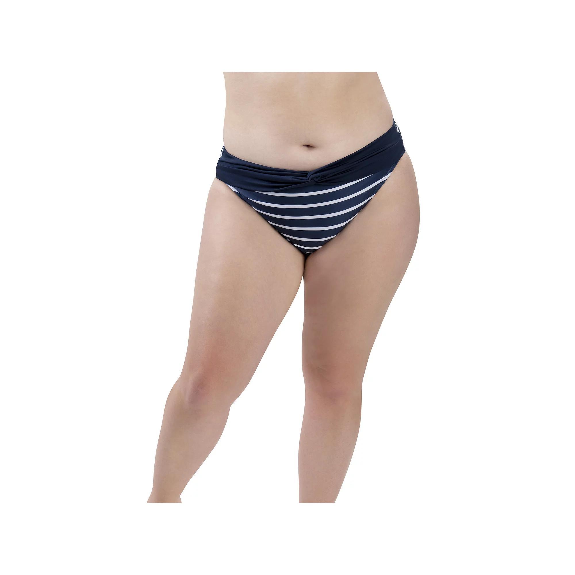 Women's Dolfin Aquashape UPF 50+ Print Twist-Front Swim Briefs, Size: Medium, Nautical Product Image