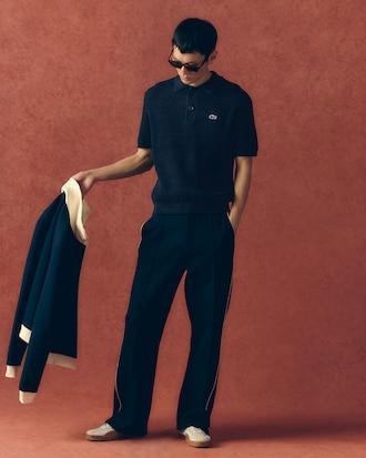 Men's Short Sleeve Heavy Cotton Polo Sweater Product Image