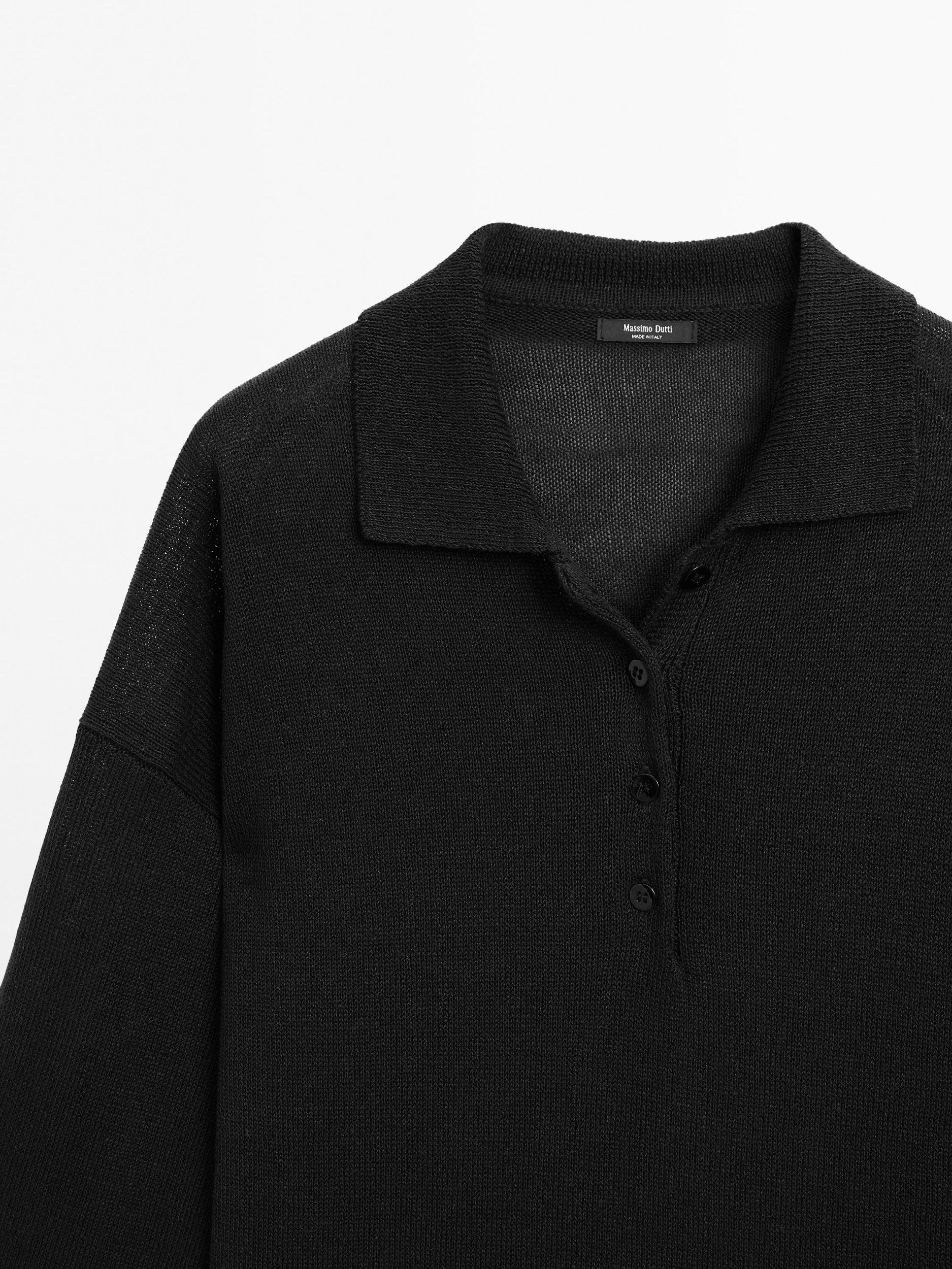 Oversize knit sweater with polo collar Product Image