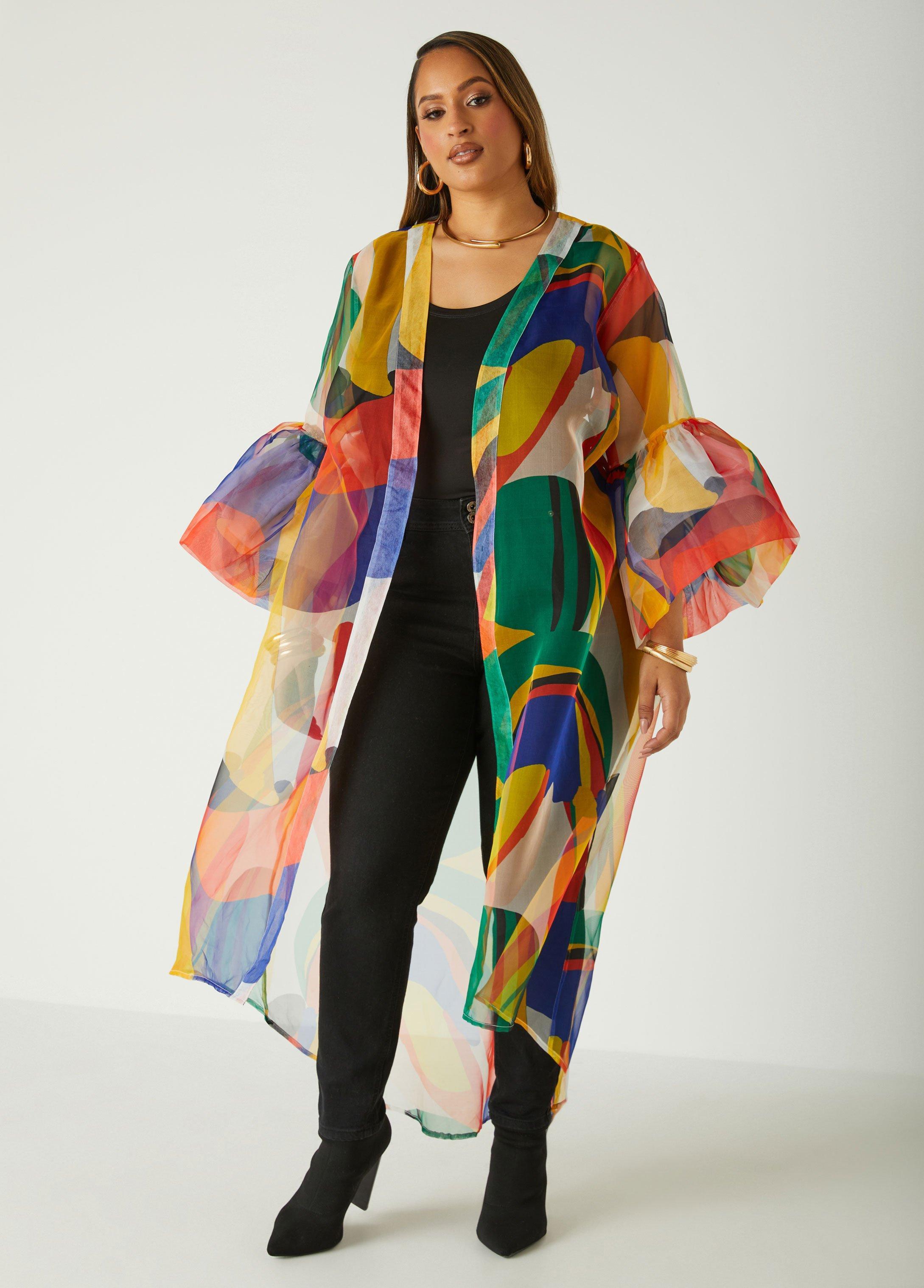 Abstract Print Organza Duster Product Image