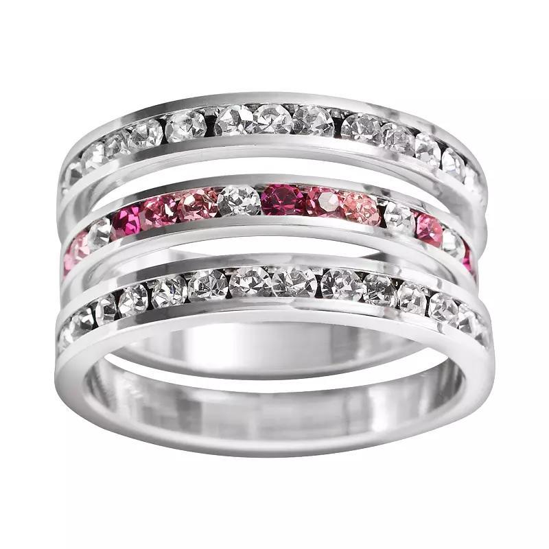 Traditions Jewelry Company Sterling Silver Crystal Eternity Ring Set, Womens White Team Purples Product Image