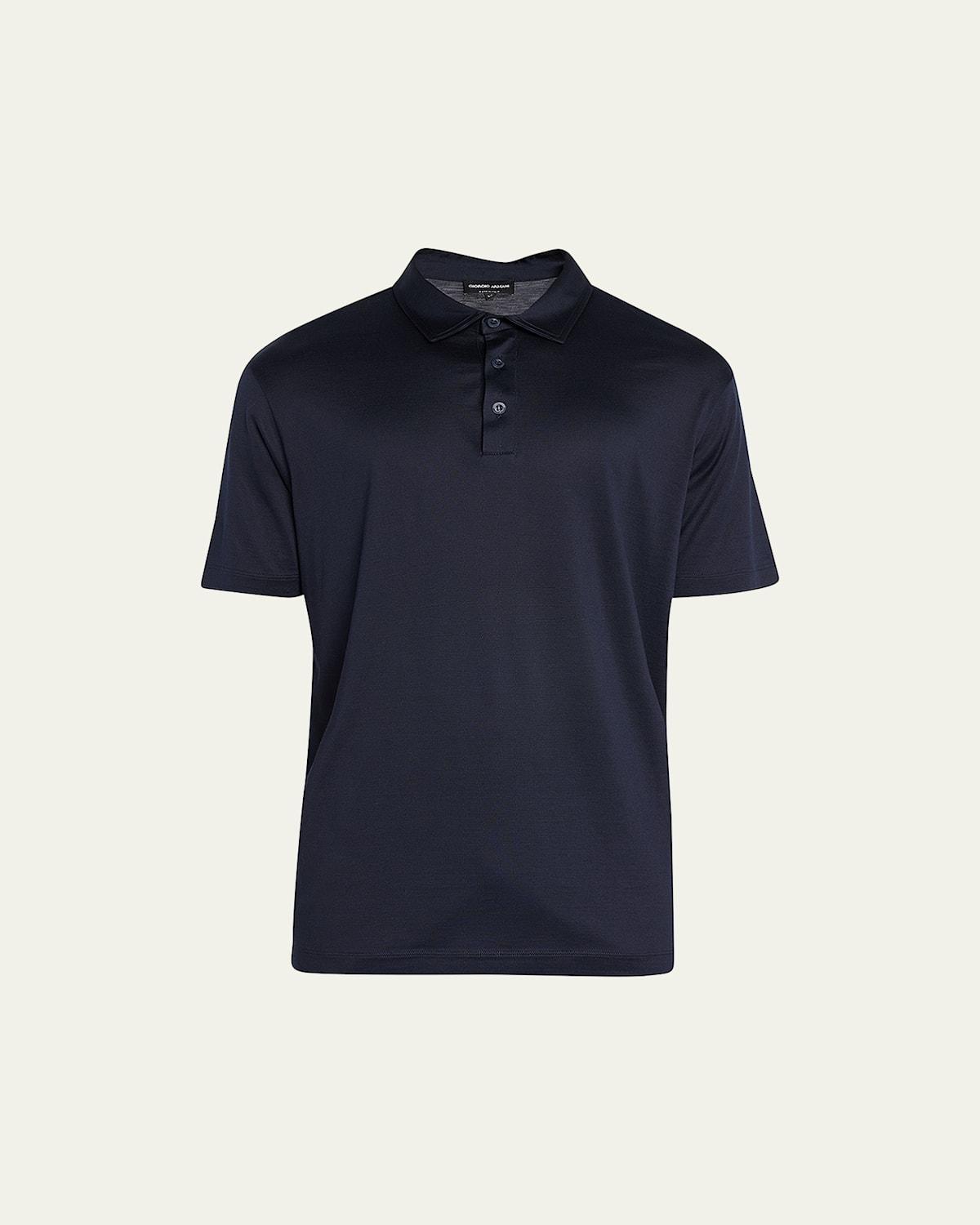 Mens Solid Cotton/Silk Jersey Polo Shirt Product Image