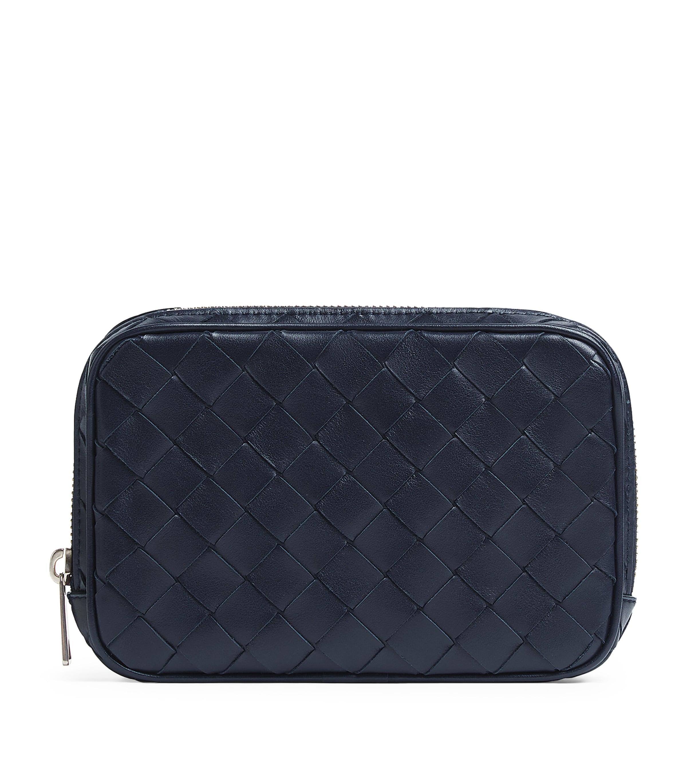 BOTTEGA VENETA Leather Intrecciato Pouch In Grey Product Image