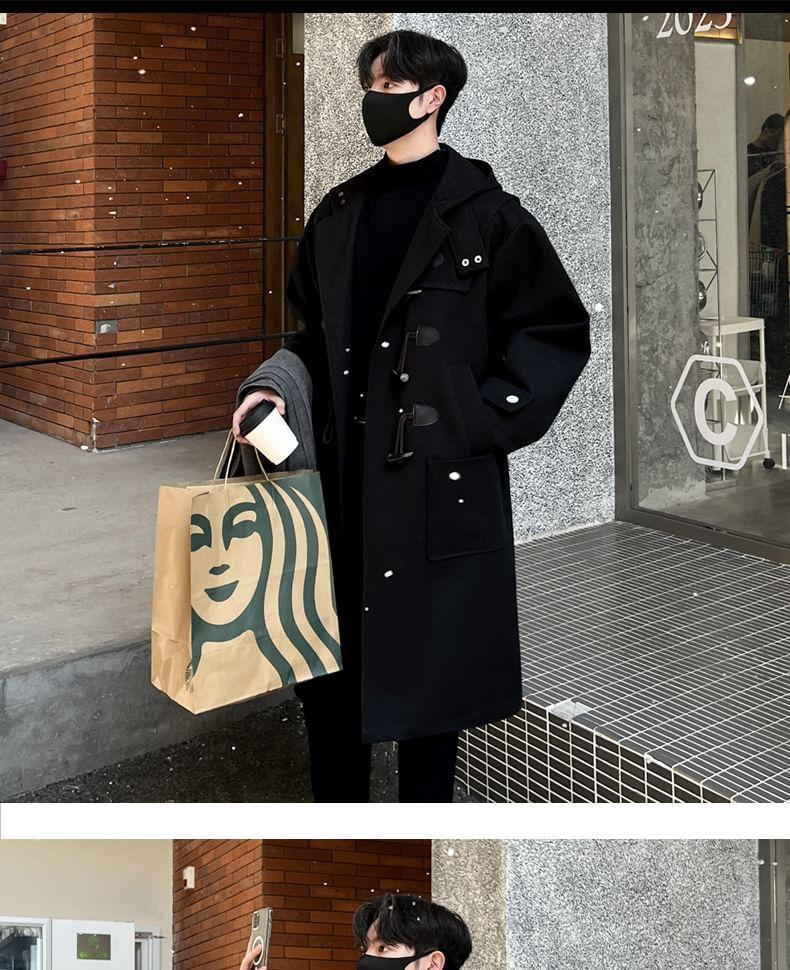 Plain Hooded Midi Duffle Coat Product Image