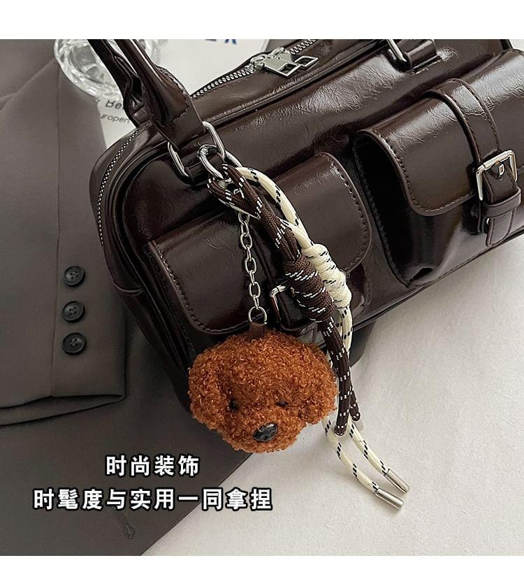 Multi-Pocket Faux Leather Tote Bag / Bag Charm / Set Product Image