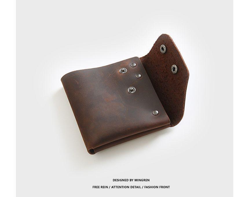 Genuine Leather Snap Buttoned Coin Purse Product Image