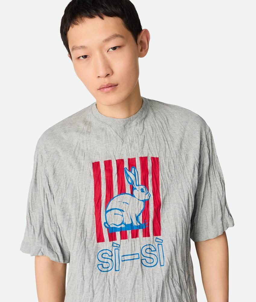 Men's Crushed Cotton Printed Jersey T-Shirt in Light grey melange Product Image