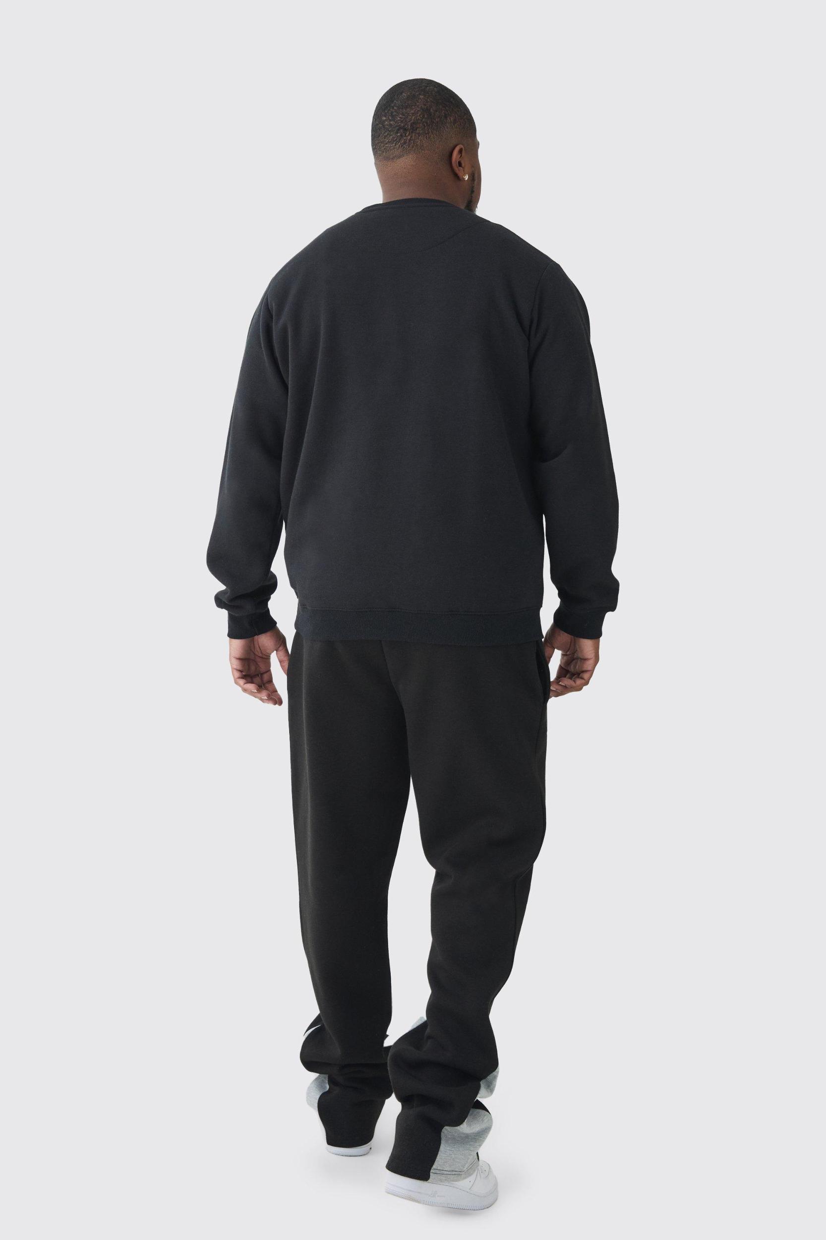 Plus Stacked Fit Gusset Sweatpants | boohooMAN USA Product Image