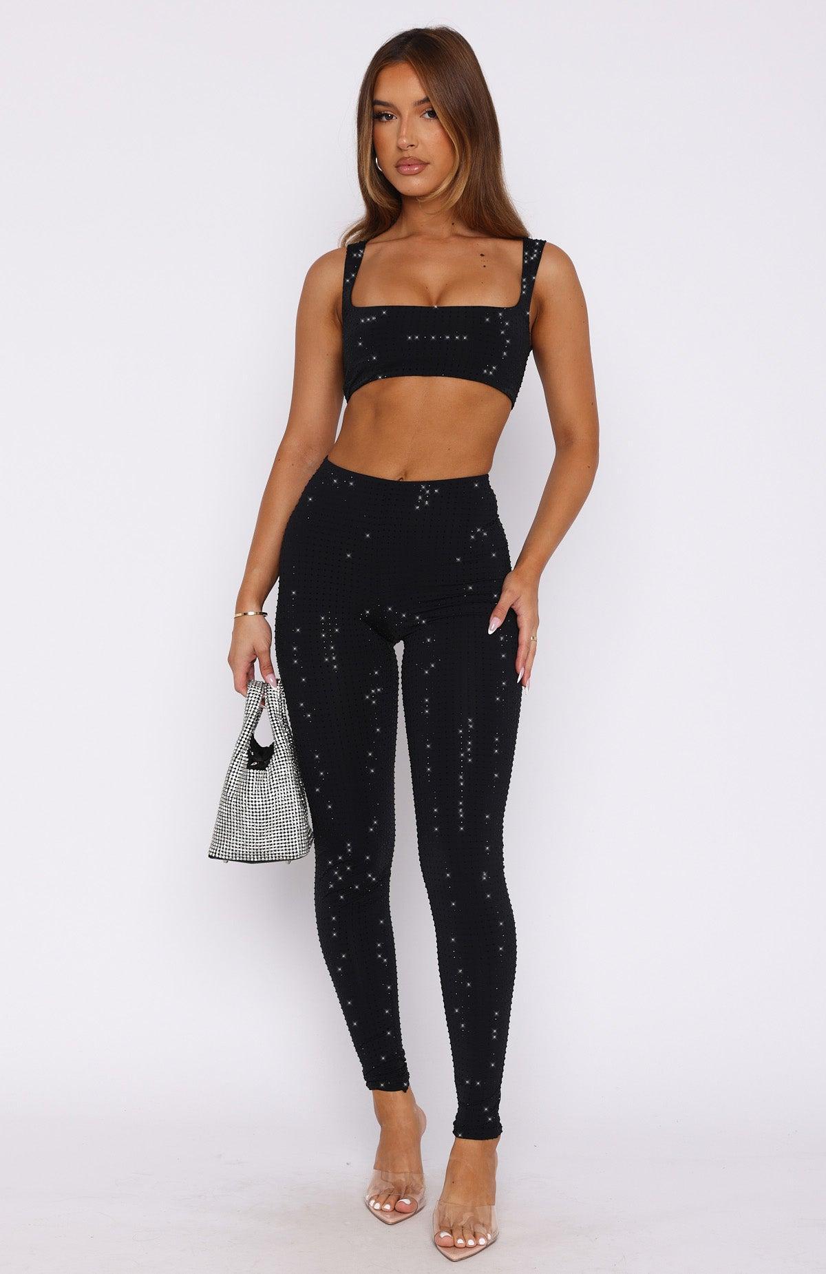 Running Late Embellished Pants Black Product Image