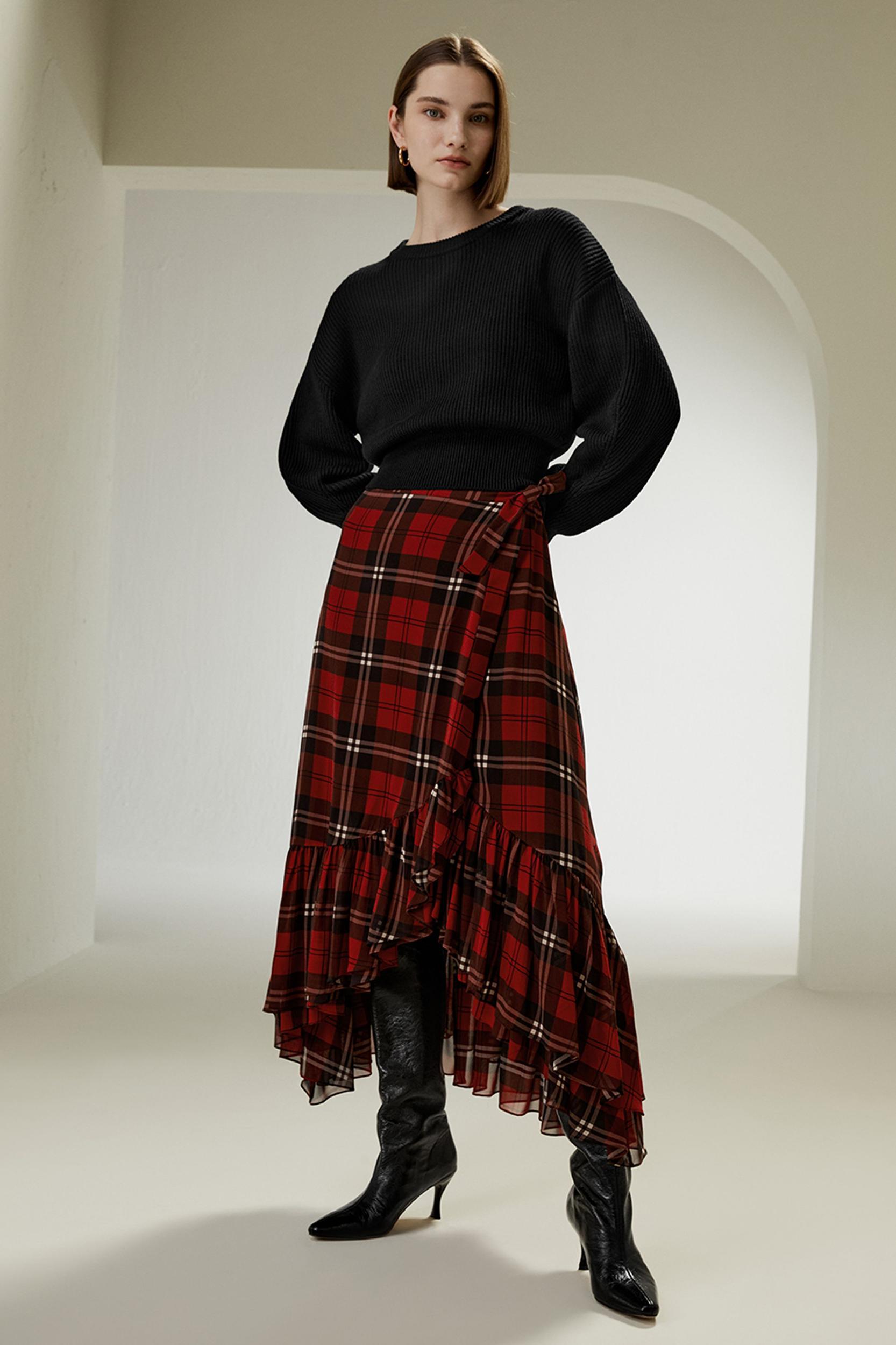 Round Neck Drop-Shoulder Merino Wool Sweater Product Image