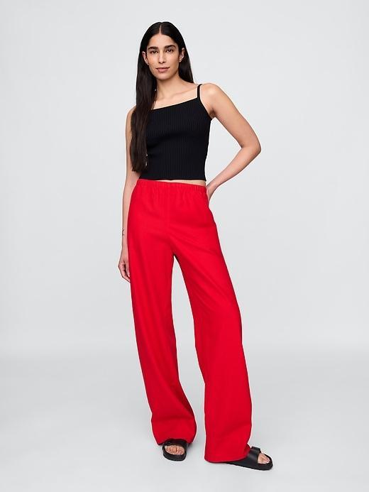 Linen-Blend Easy Wide-Hem Pants Product Image
