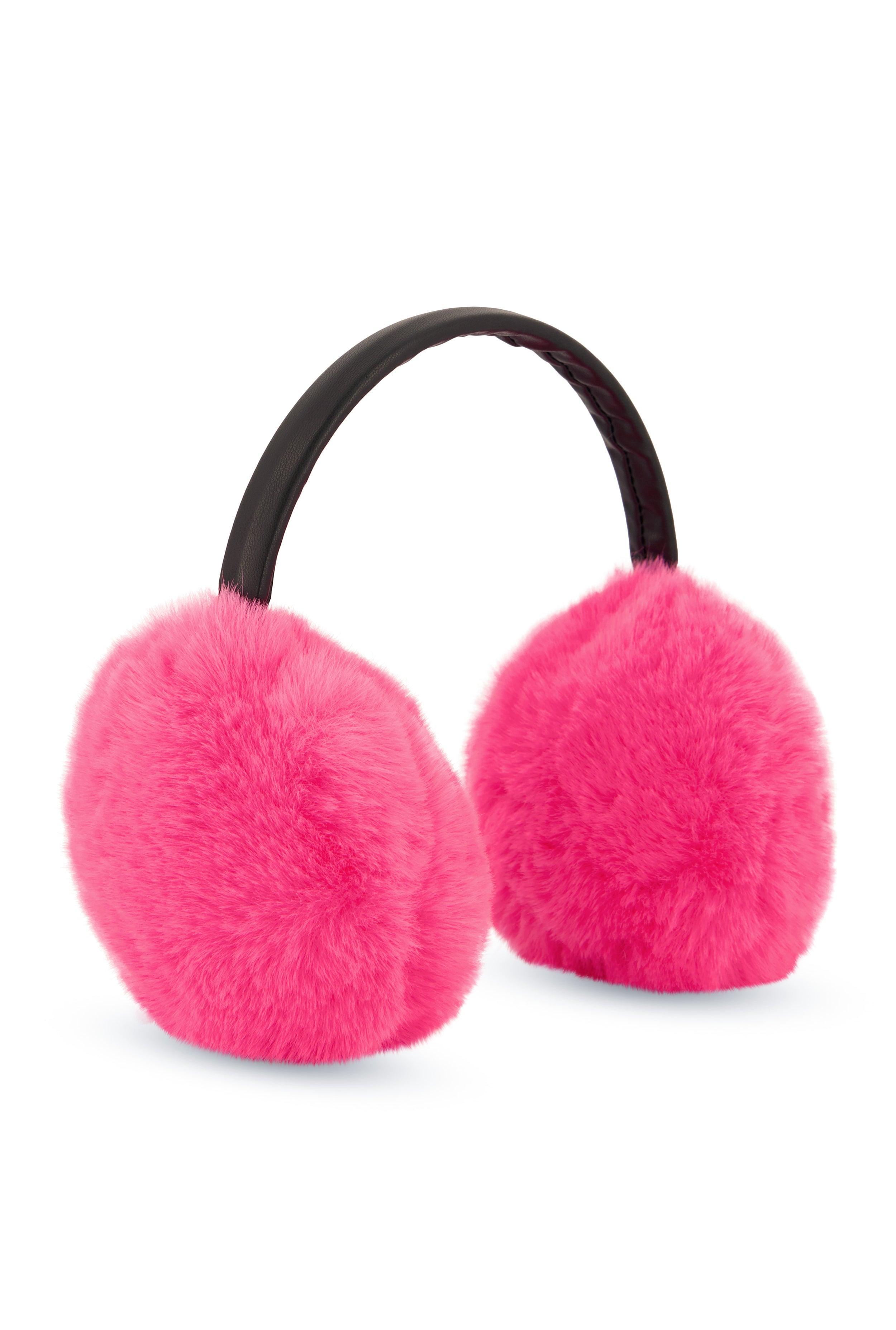 Womens Faux Leather Band Faux Fur Earmuffs Product Image