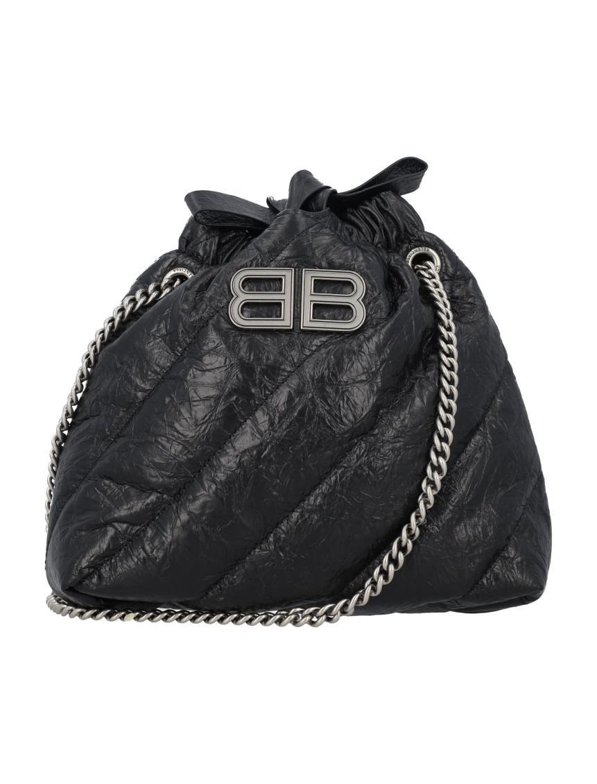 BALENCIAGA Crush Logo-plaque Quilted Leather Tote Bag In Black Product Image