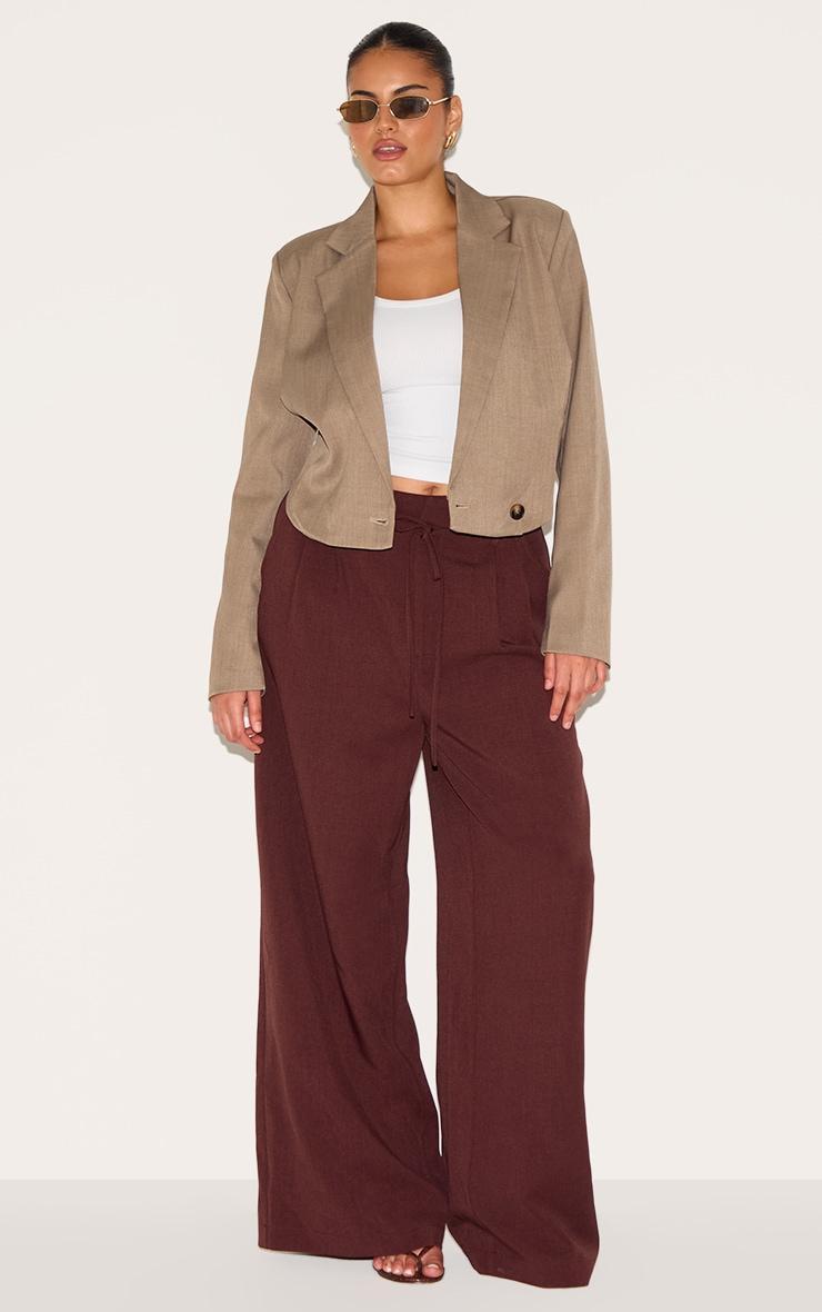 Plus Grey Pointed Hem Cropped Blazer Product Image