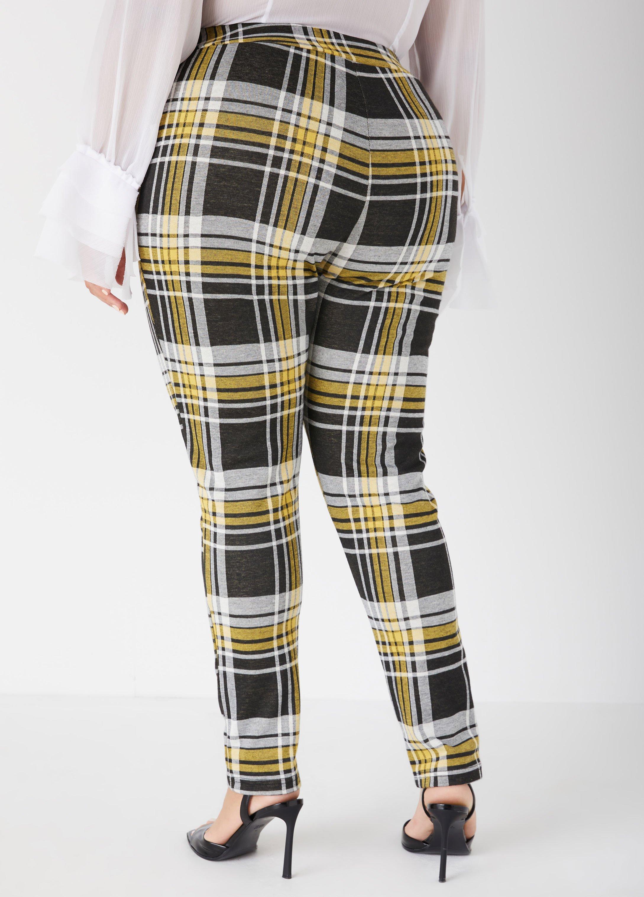 High Rise Plaid Pull On Leggings Product Image