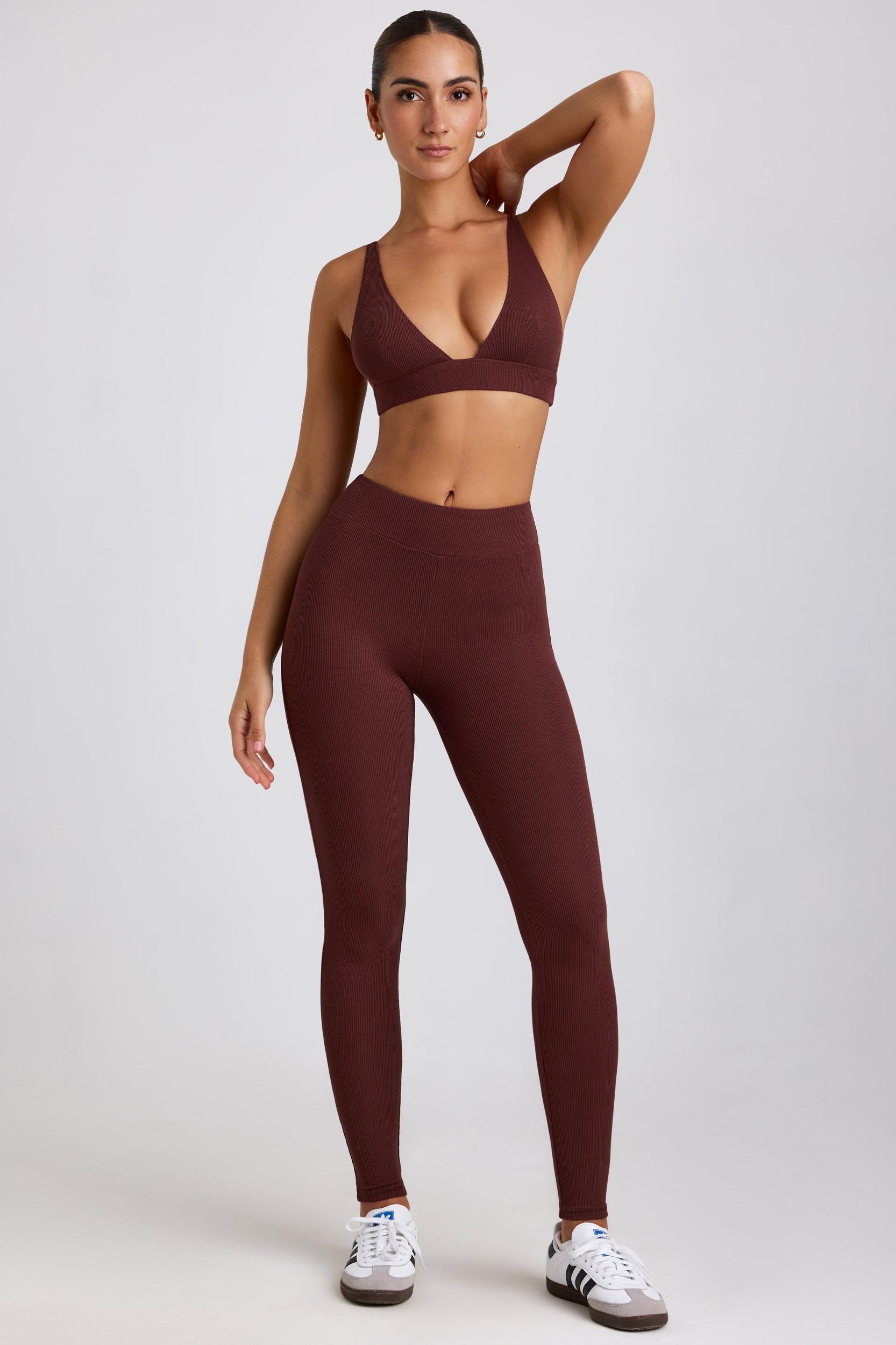 Ribbed Modal High Waist Leggings in Espresso Product Image