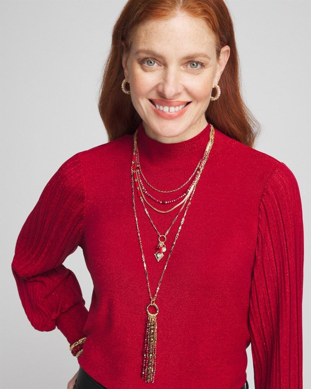 Red Convertible Multi Strand Necklace Product Image