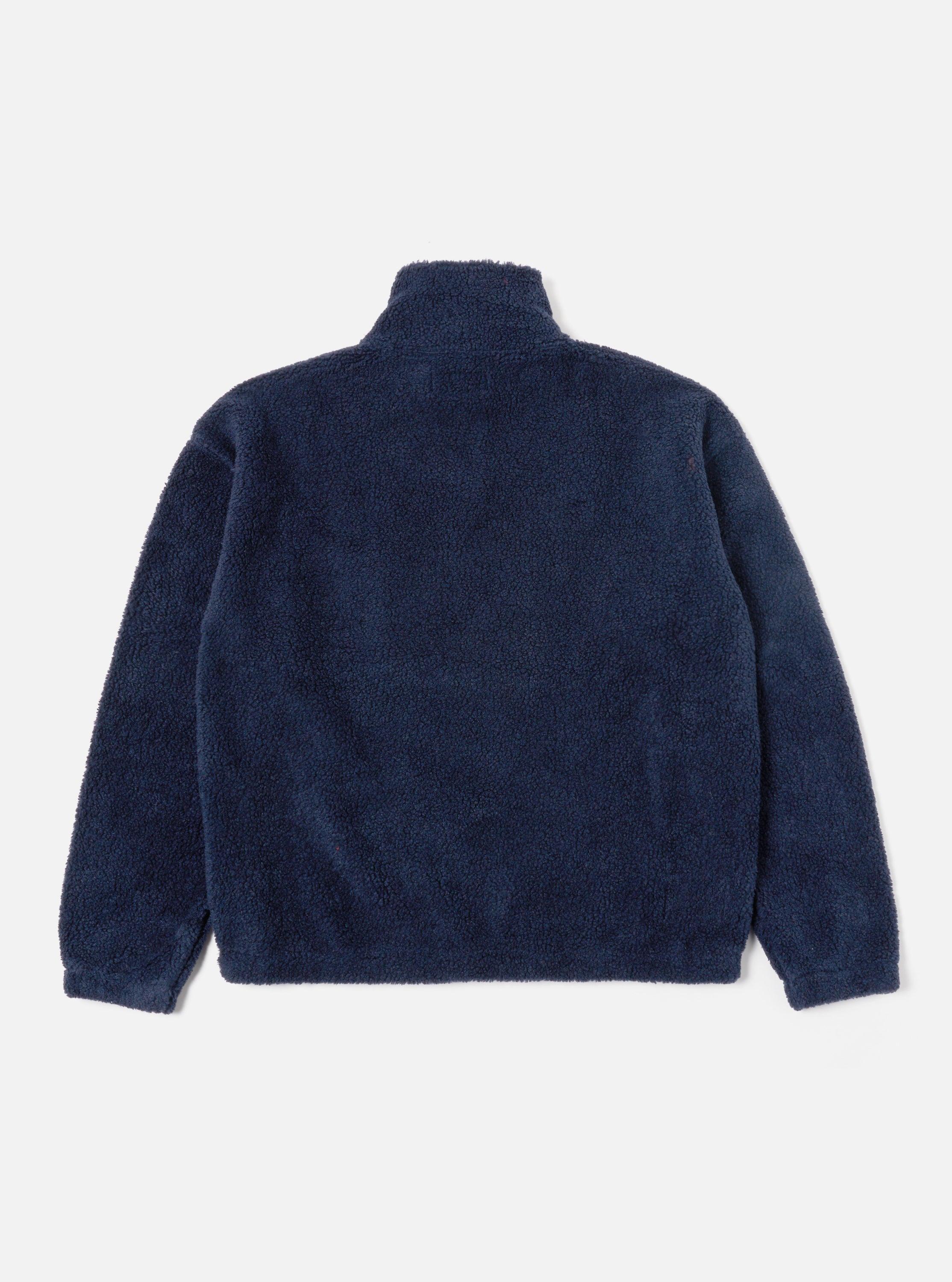 Universal Works Ramsay Quarter Zip in Navy Mountain Fleece Product Image