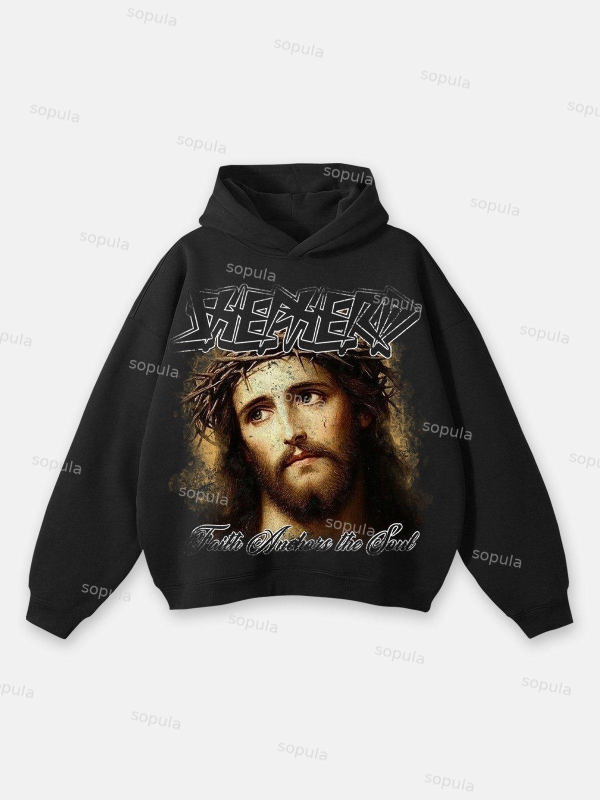 Sopula Jesus Save Retro Fade Graphic Hoodie Product Image