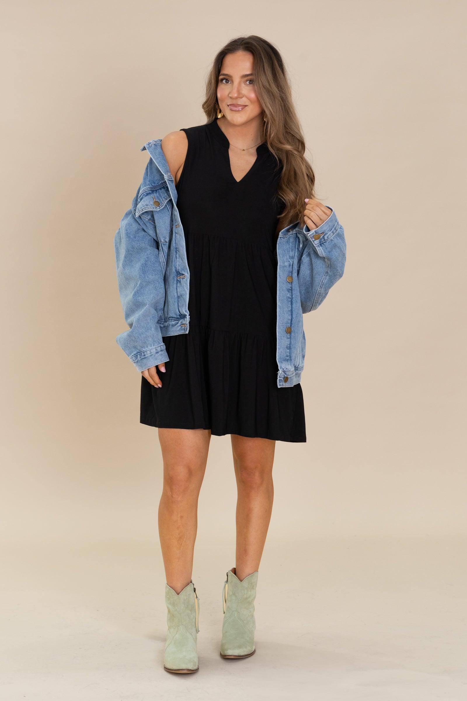 Lizzy Notch Neck Tiered Wrinkle Free Dresses Product Image