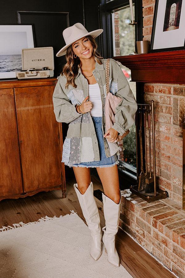 Pick Of The Patch Color Block Jacket in Sage Product Image