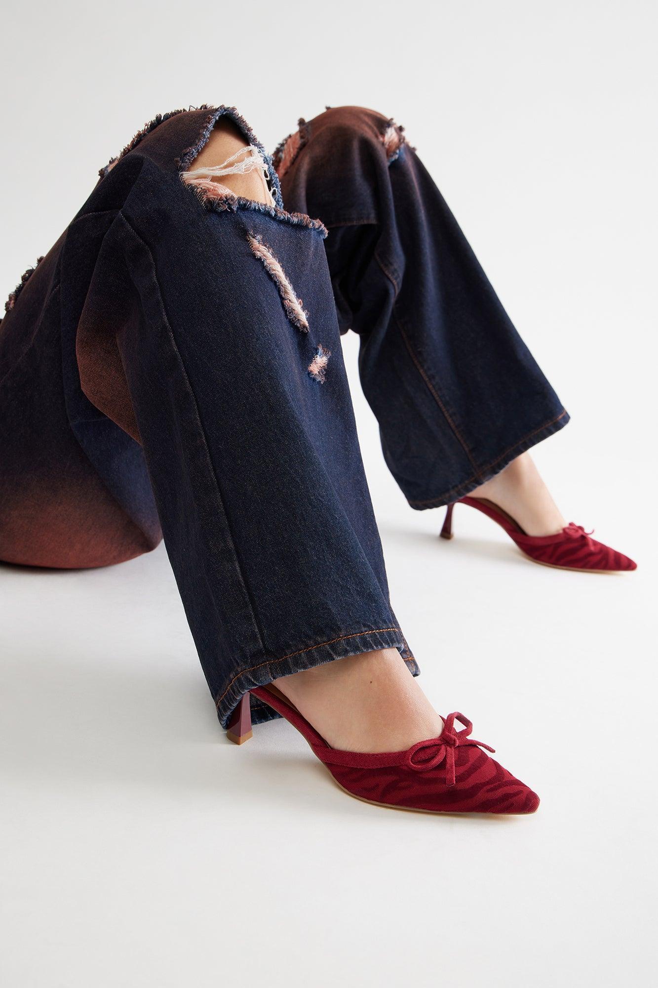 Newbury Mesh Pumps - Burgundy/combo Product Image