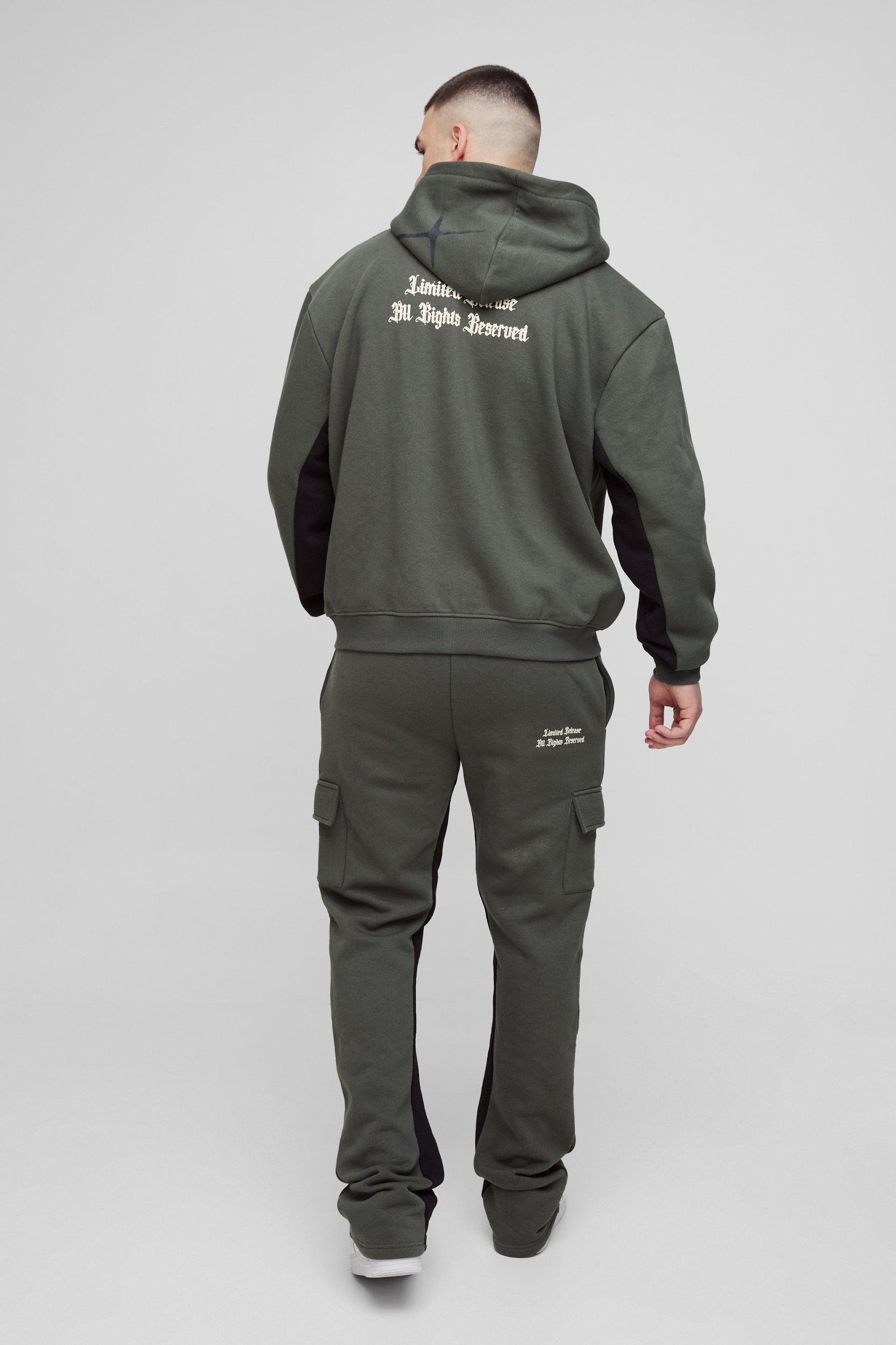 Tall Oversized Boxy Official Hooded Gusset Sweatpants Tracksuit | boohooMAN USA Product Image