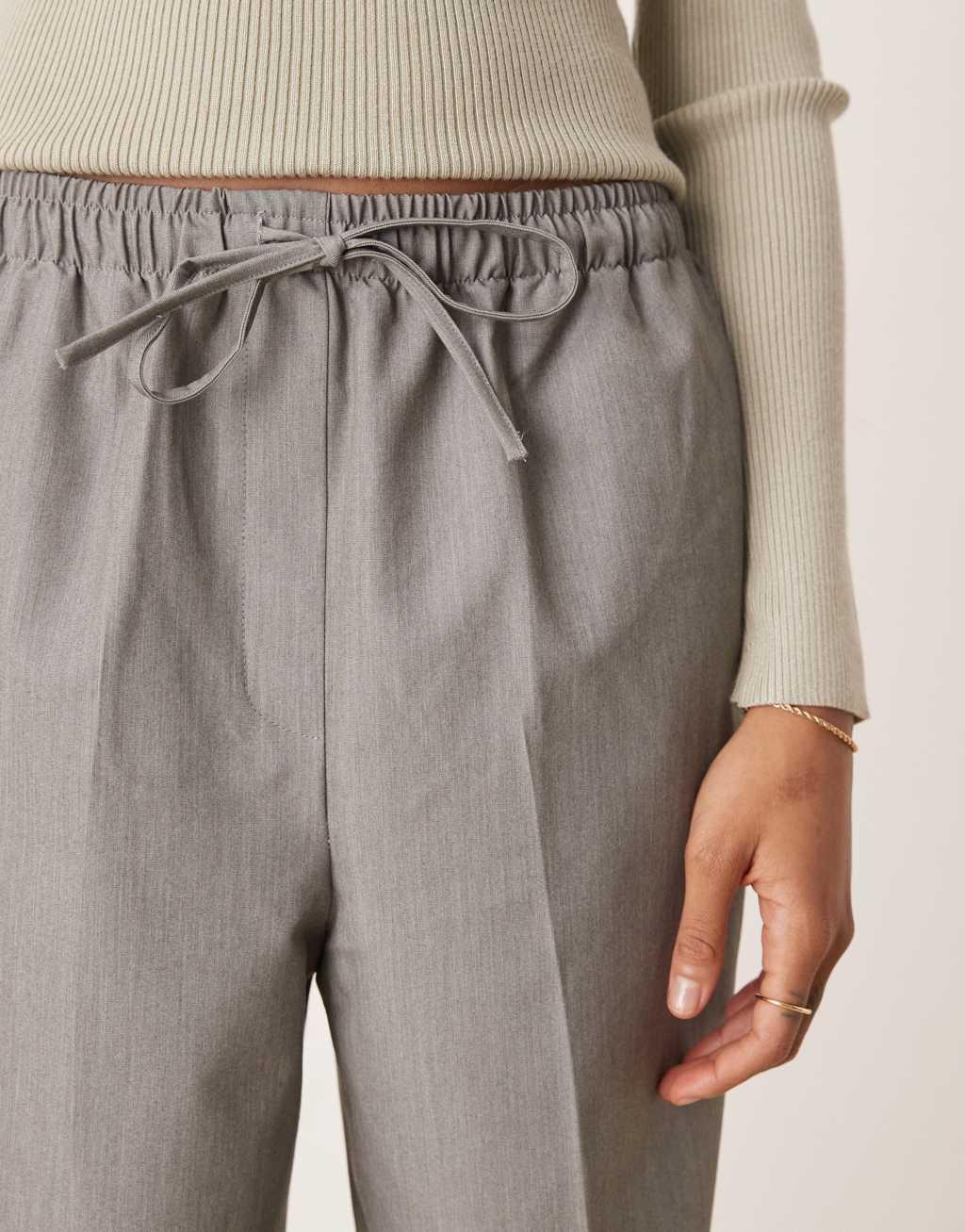 ASOS DESIGN Tall tailored pull on pants in gray Product Image