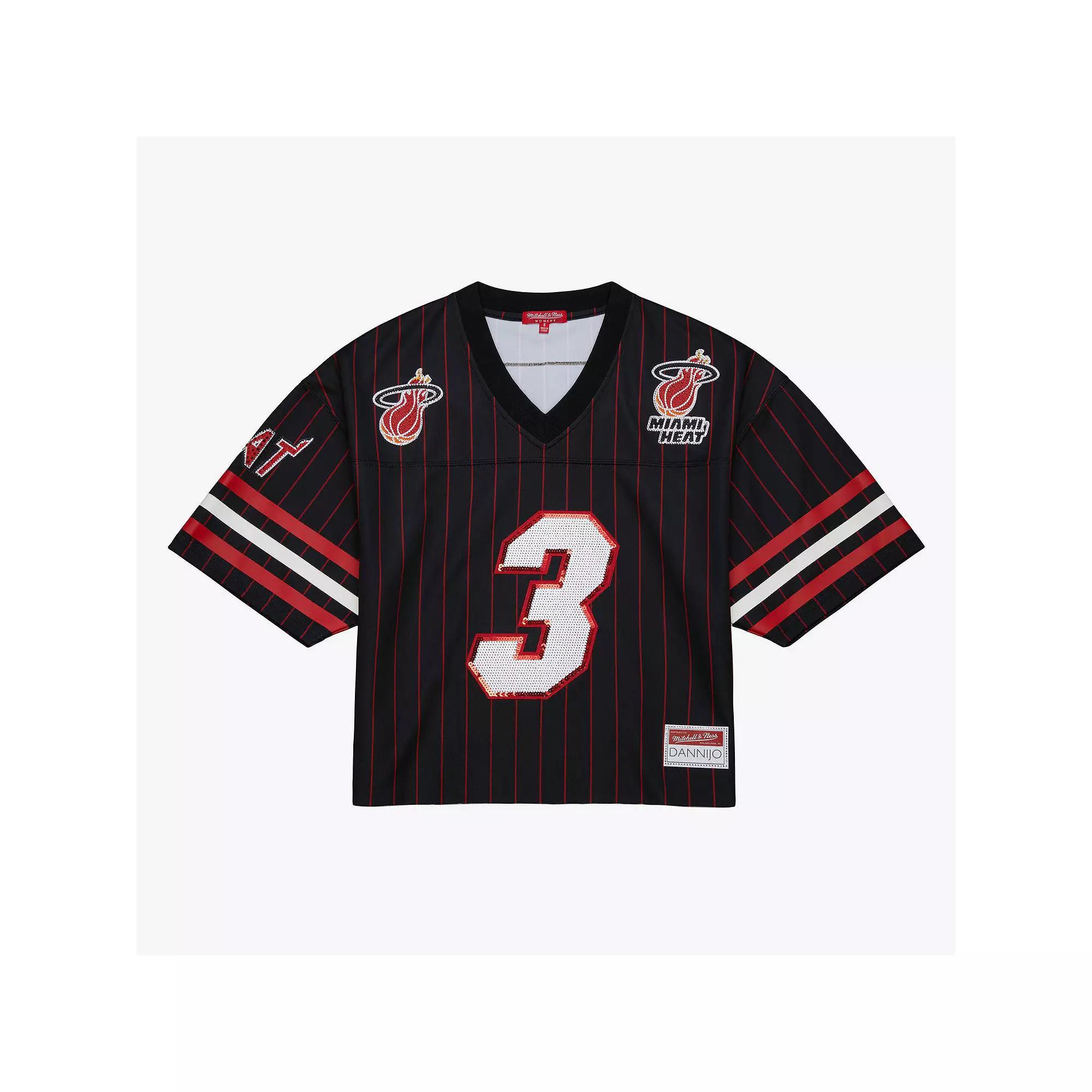 Women's Mitchell & Ness x DANNIJO Dwyane Wade Black Miami Heat Cropped Football Fashion Jersey,  Product Image