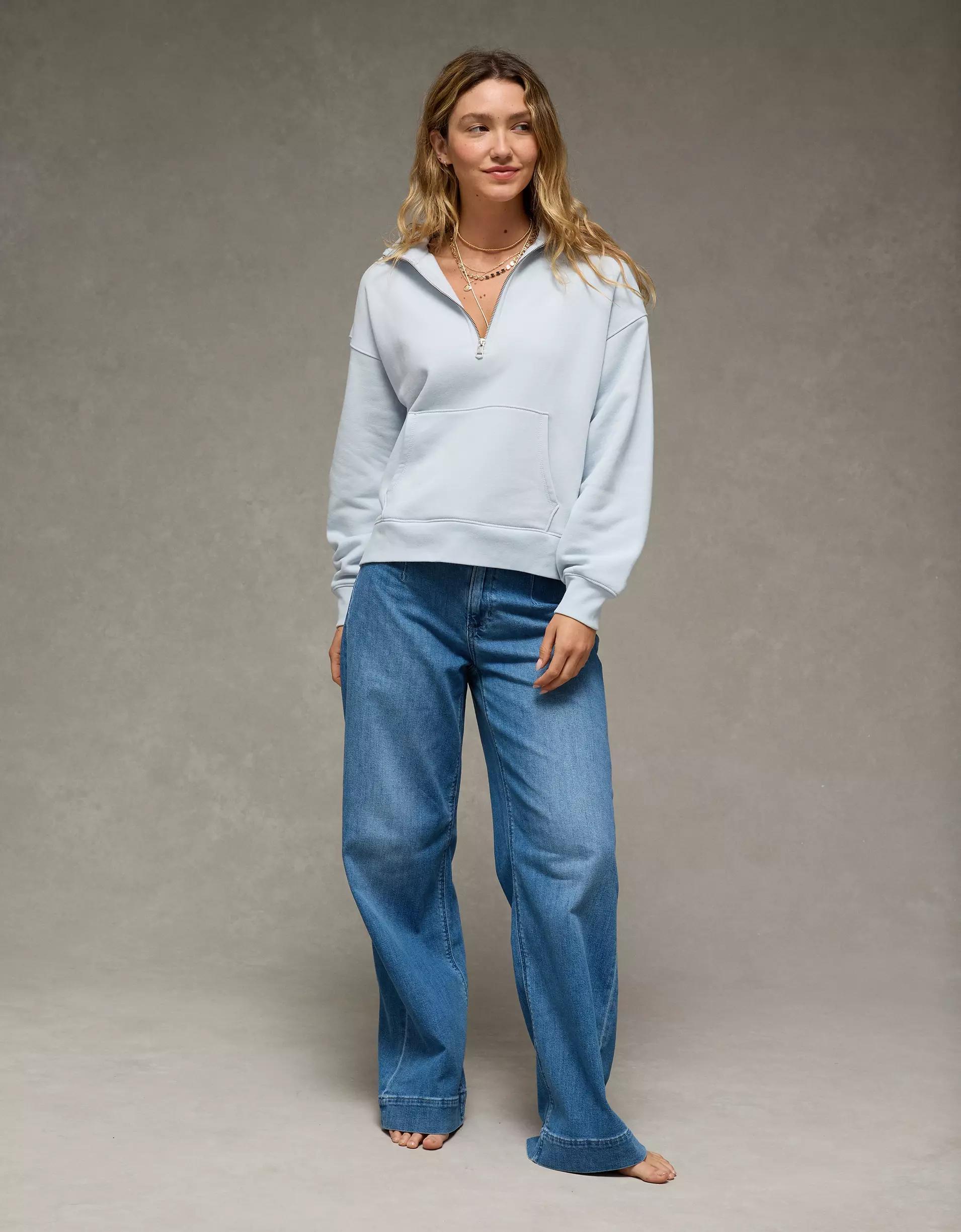 AE Everyday Luxe Quarter Zip Sweatshirt Product Image