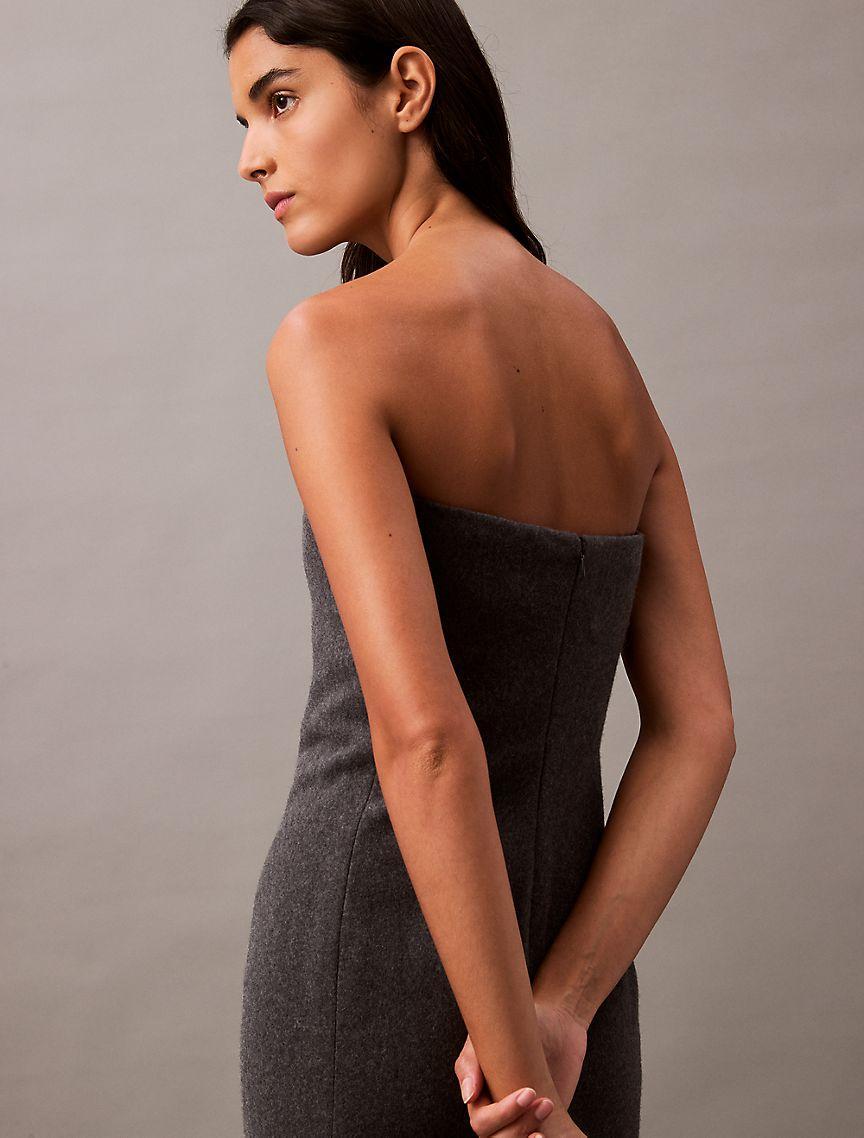 Brushed Wool Blend Strapless Dress Product Image