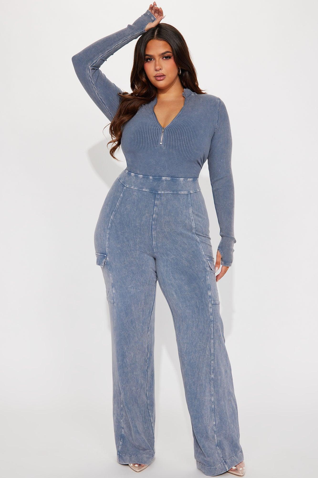 Caught Up With You Ribbed Jumpsuit - Blue Product Image