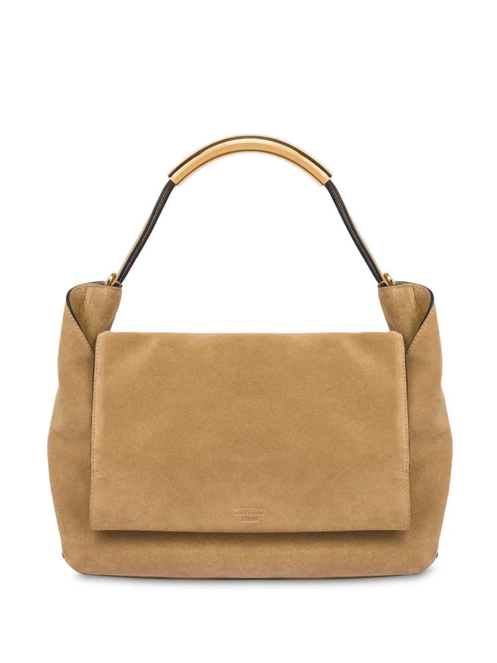 MOSCHINO Calf Suede Tote Bag In Neutrals Product Image