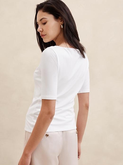 Soft Stretch Elbow-Sleeve Top Product Image