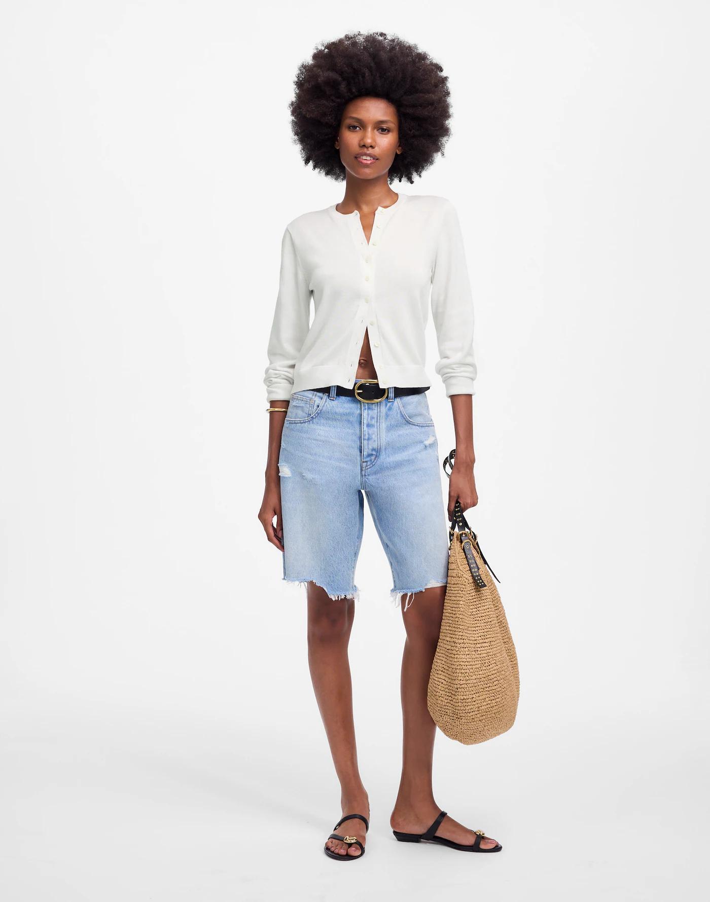 Cotton Crewneck Cardigan Product Image